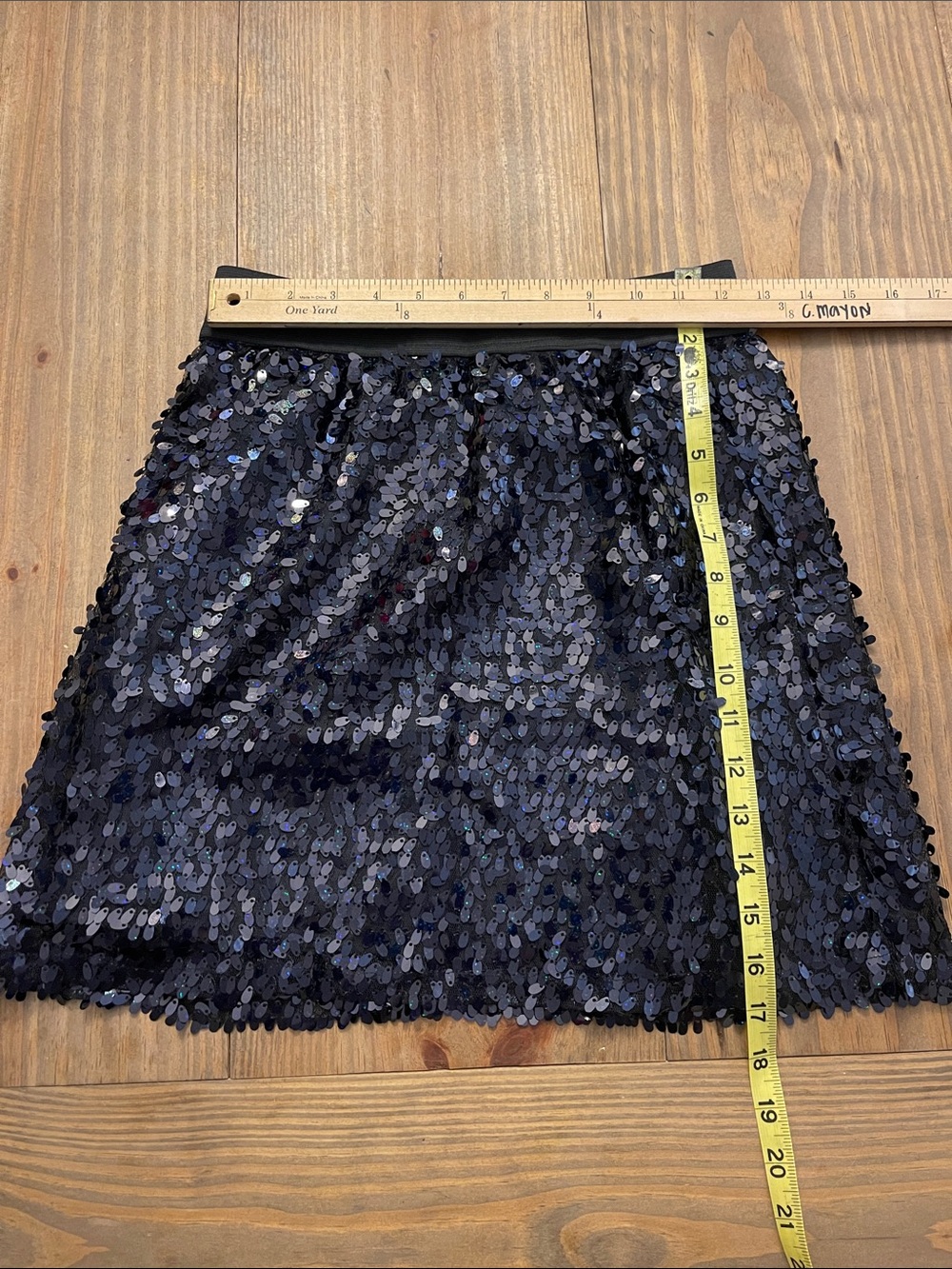 Pink Rose Medium Sequin Mini Skirt - Black
